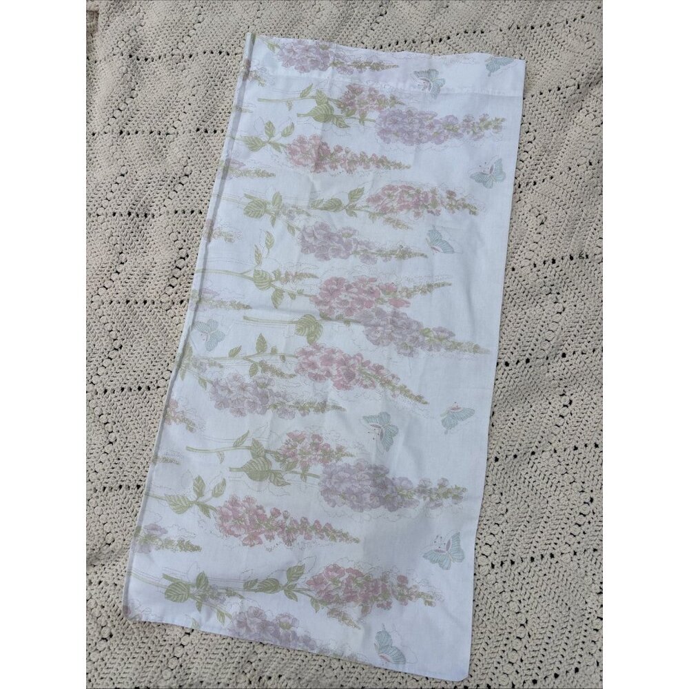 Vintage Single Martex King Size Pillowcase with Butterflies Floral Boho